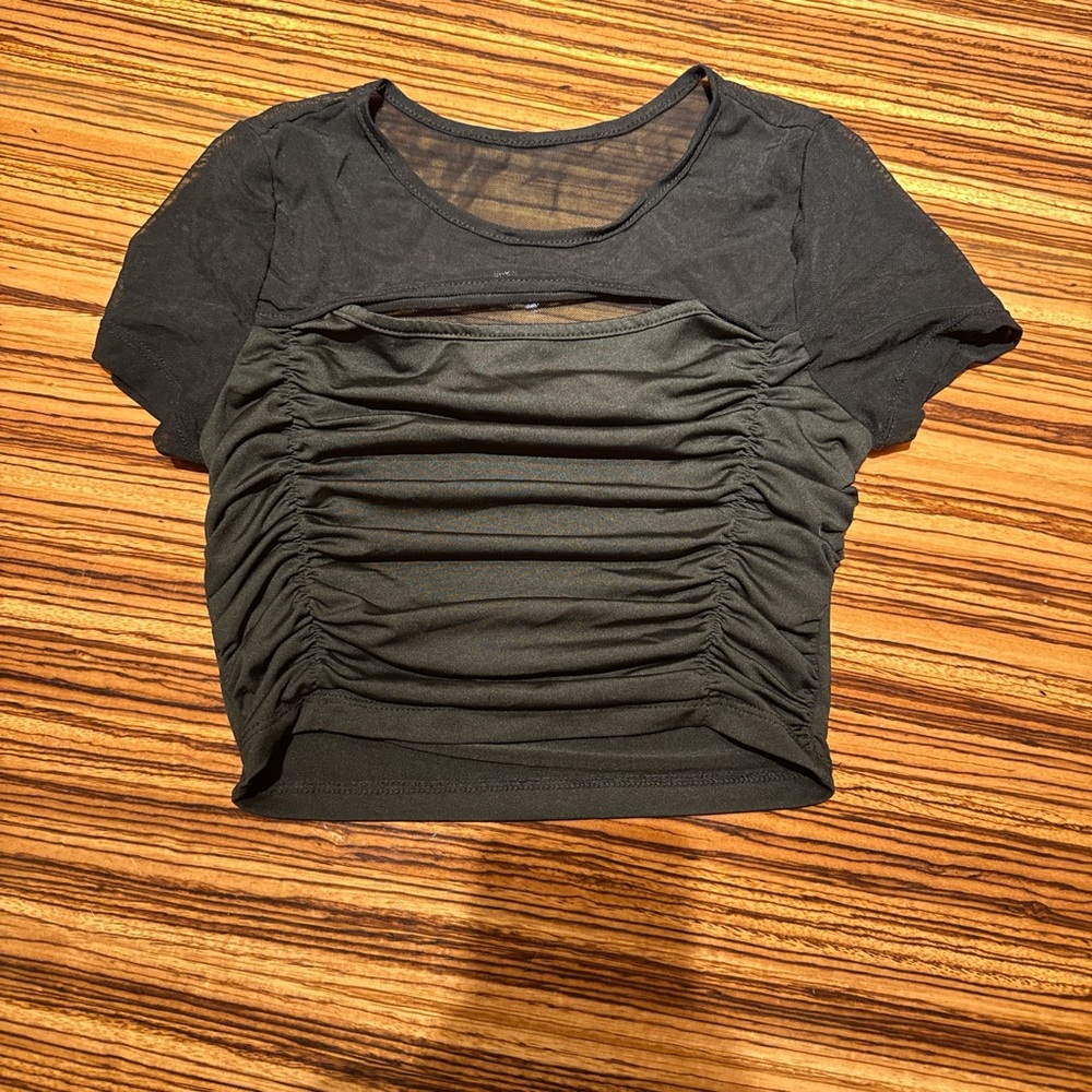 Cider Black Ruched Crop Top